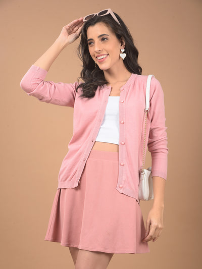 Pink Cardigan-Women Cardigans-Crimsoune Club