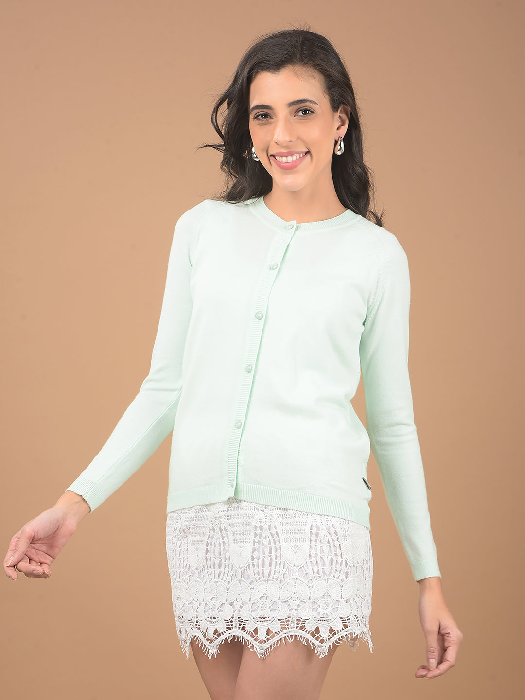 Green Cardigan-Women Cardigans-Crimsoune Club