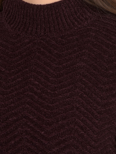 Wine Printed Sweater-Women Sweaters-Crimsoune Club