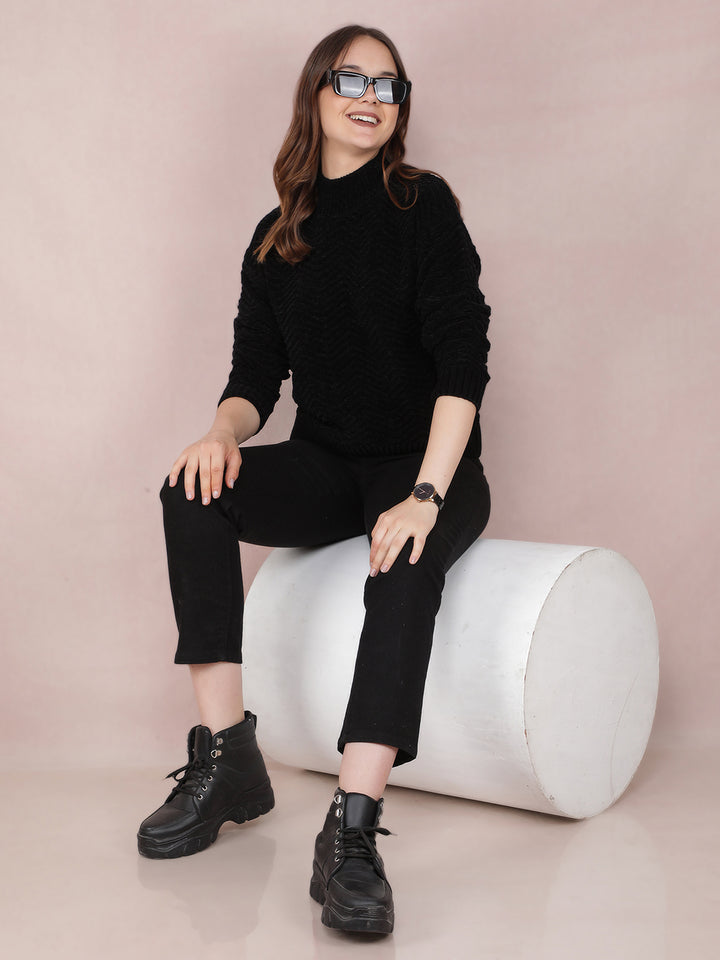 Black Sweater-Women Sweaters-Crimsoune Club