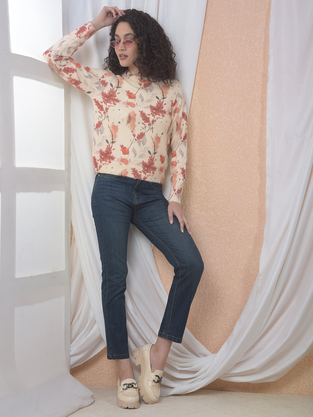Botanical Print Cozy Sweater-Women Sweaters-Crimsoune Club