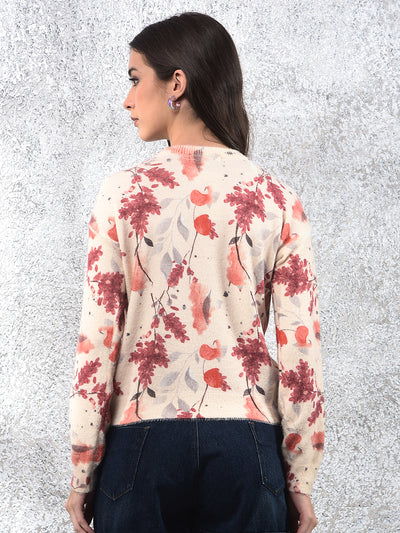 Botanical Print Cozy Sweater-Women Sweaters-Crimsoune Club