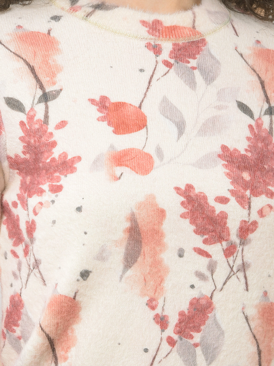 Botanical Print Cozy Sweater-Women Sweaters-Crimsoune Club