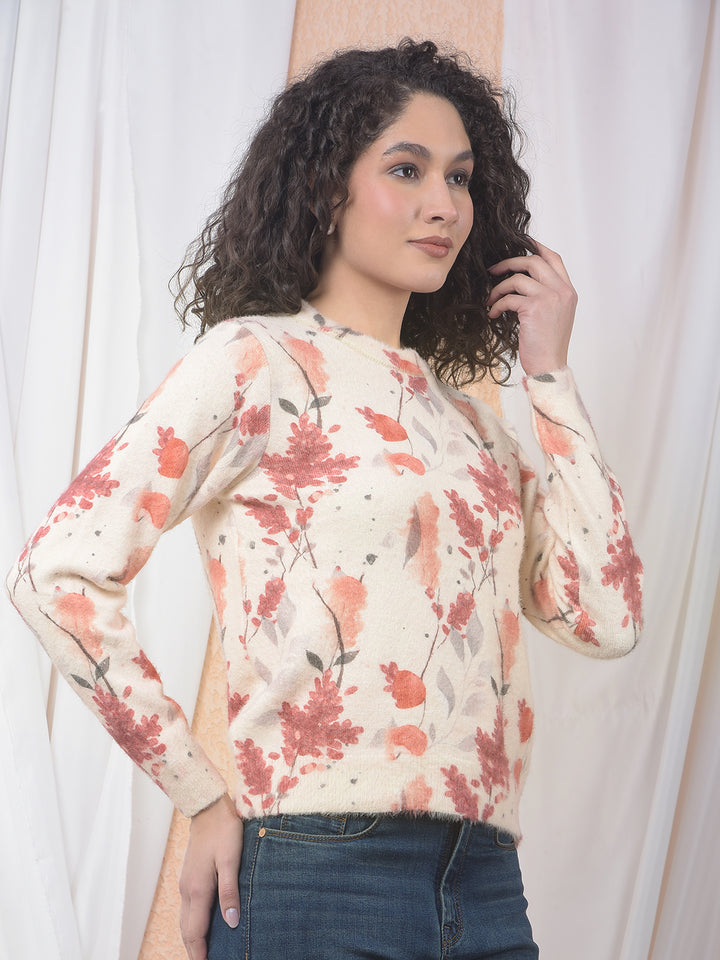 Botanical Print Cozy Sweater-Women Sweaters-Crimsoune Club