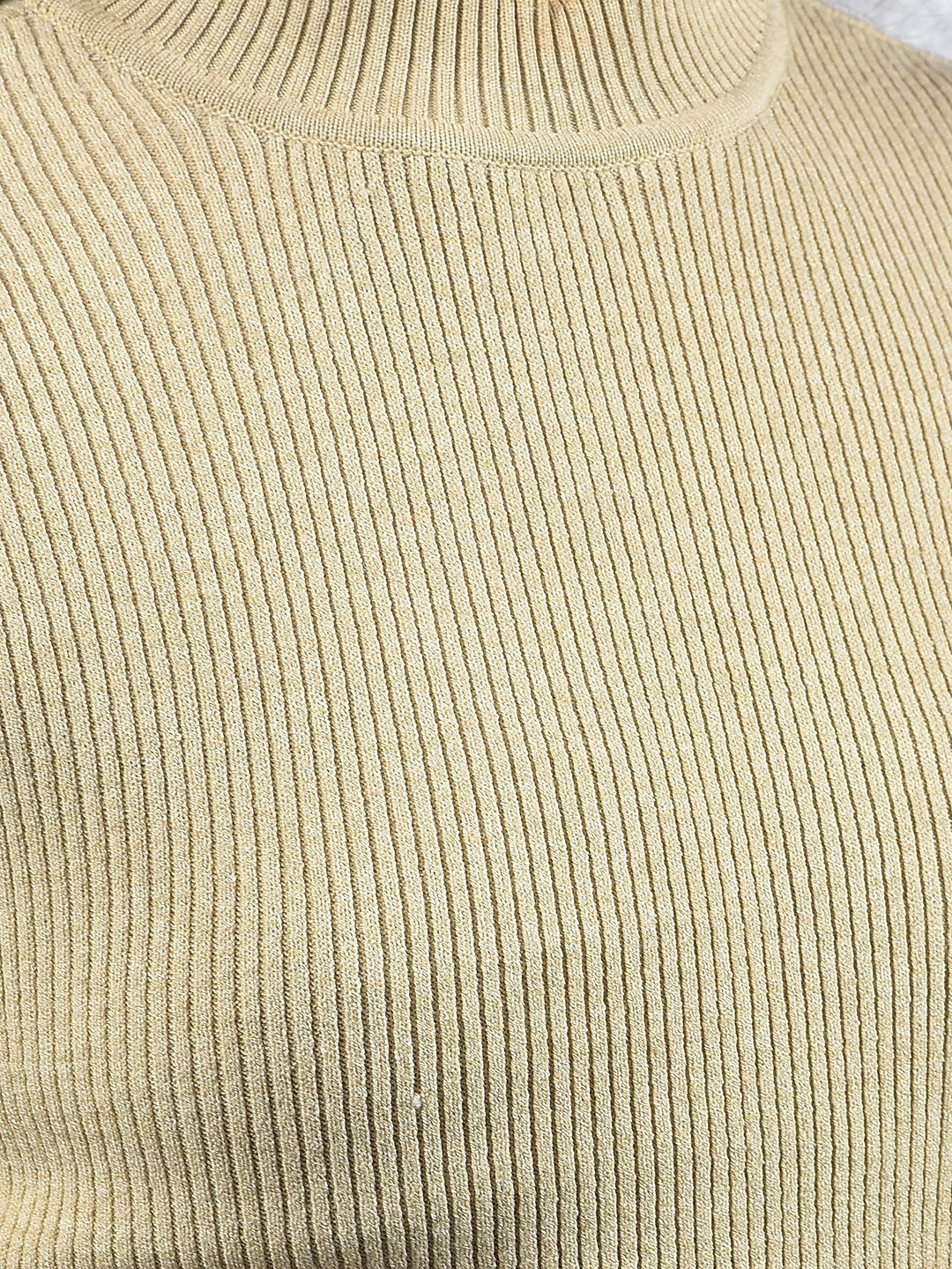 Neutral Ribbed Knit Sweater-Women Sweaters-Crimsoune Club