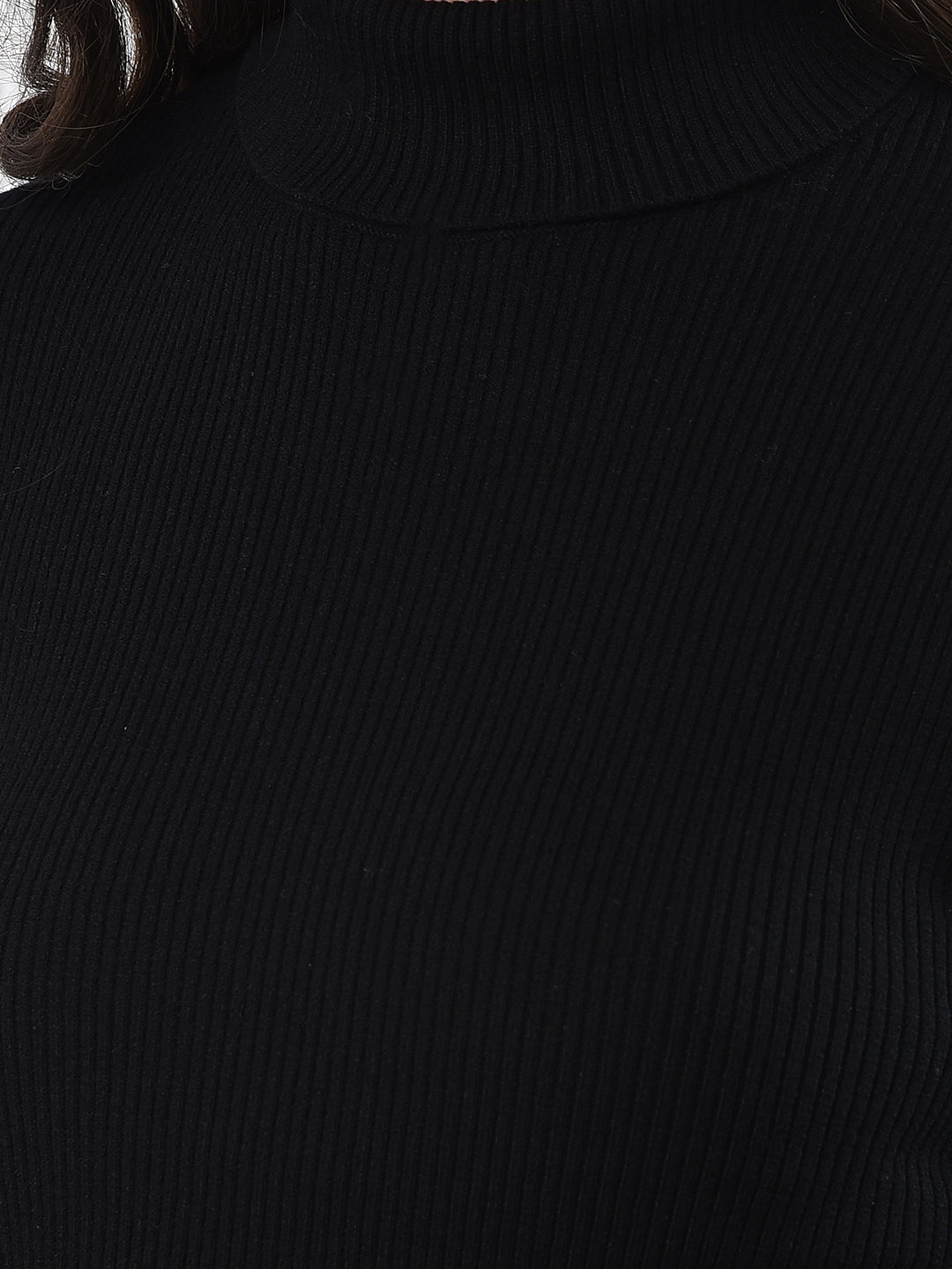 Classic Black Ribbed Sweater-Women Sweaters-Crimsoune Club