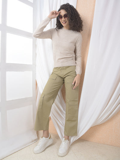 Sleek Textured Beige Sweater-Women Sweaters-Crimsoune Club