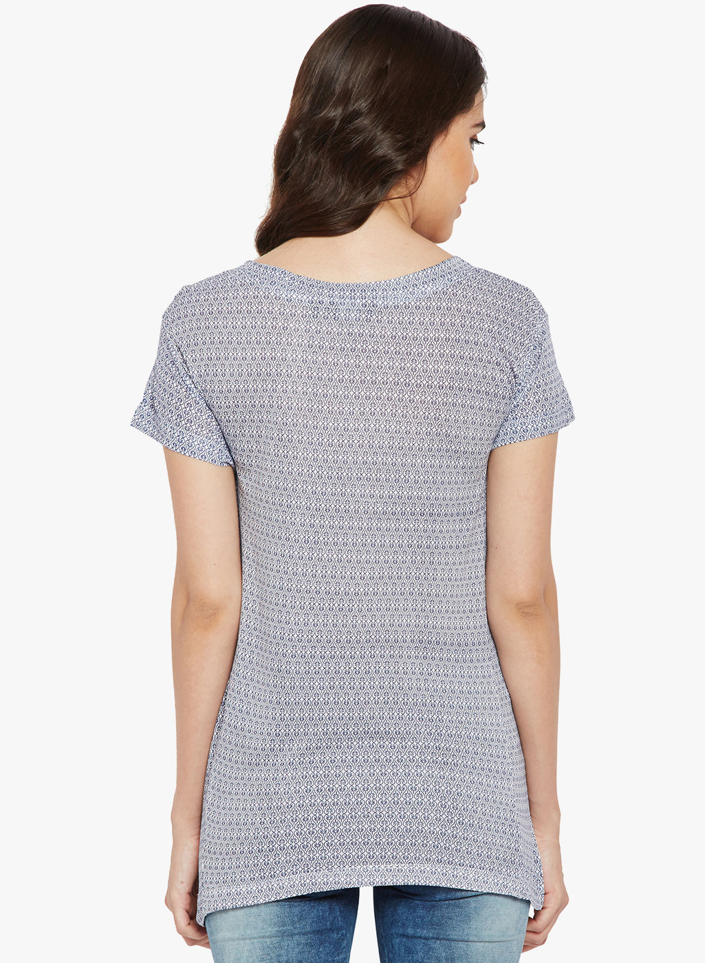 Grey Printed Round Neck T-Shirt-Women T-Shirts-Crimsoune Club