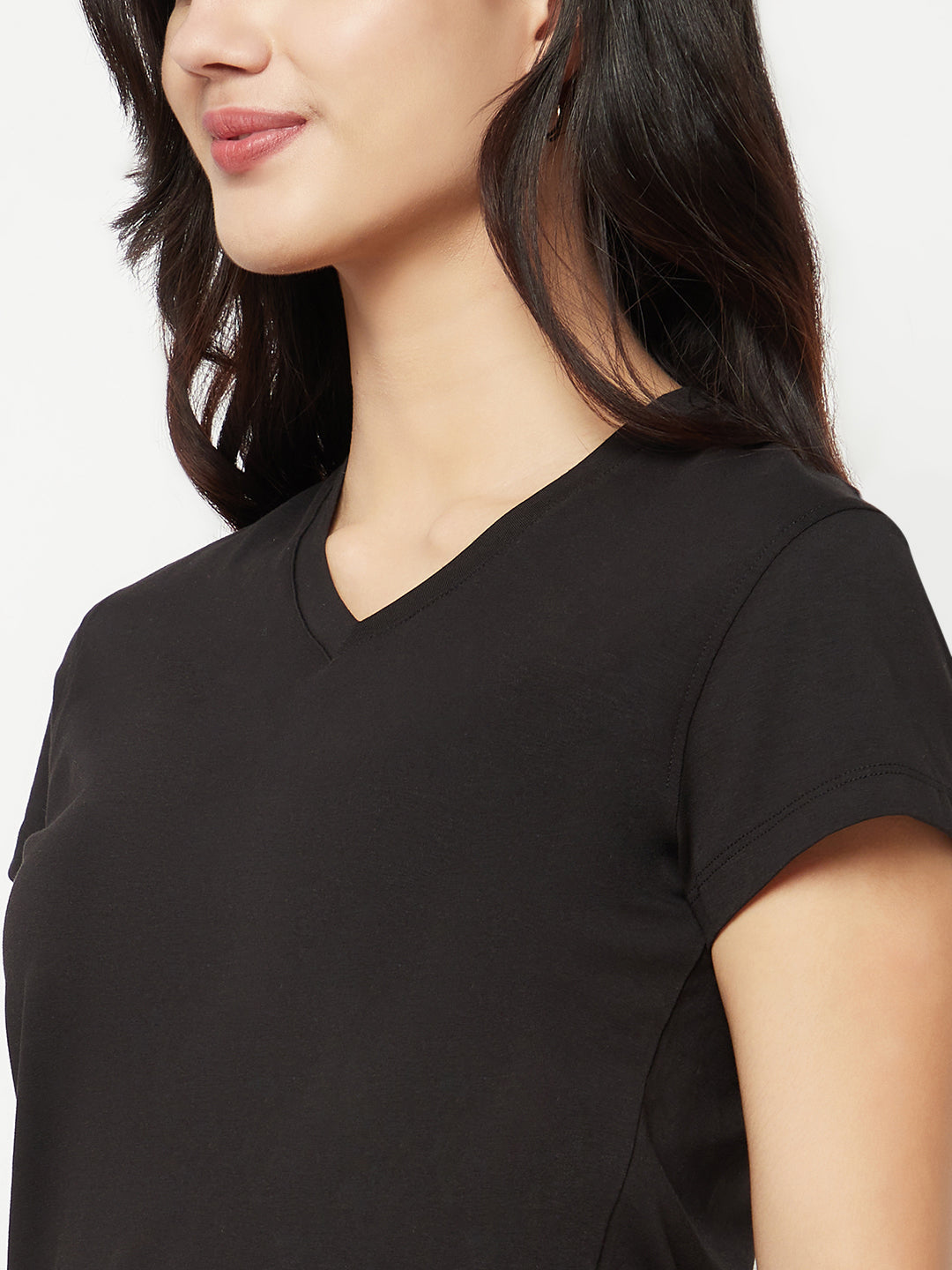 Black Cotton T-Shirt-Women T-shirts-Crimsoune Club