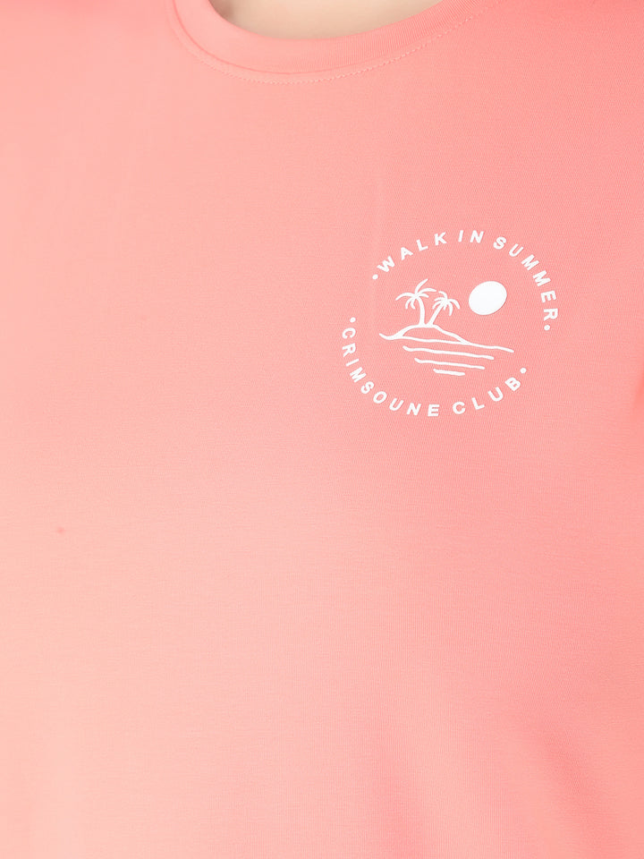 Peach T-Shirt-Women T-Shirts-Crimsoune Club