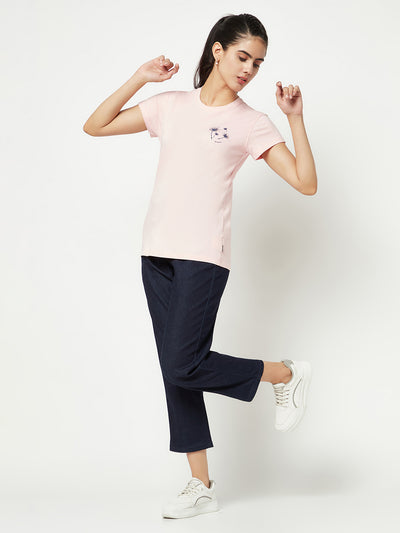 Pink Cotton T-Shirt-Women T-shirts-Crimsoune Club