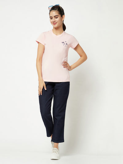 Pink Cotton T-Shirt-Women T-shirts-Crimsoune Club
