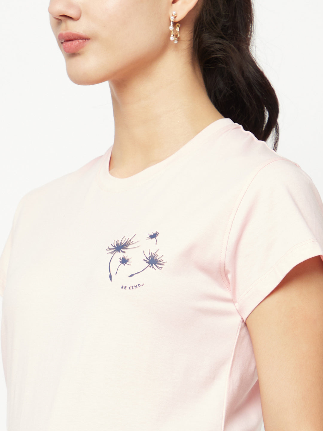 Pink Cotton T-Shirt-Women T-shirts-Crimsoune Club