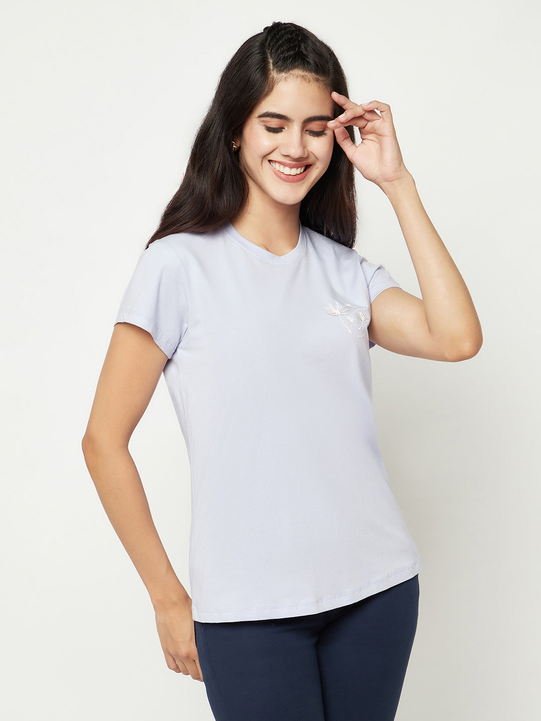 Purple Cotton T-Shirt-Women T-shirts-Crimsoune Club