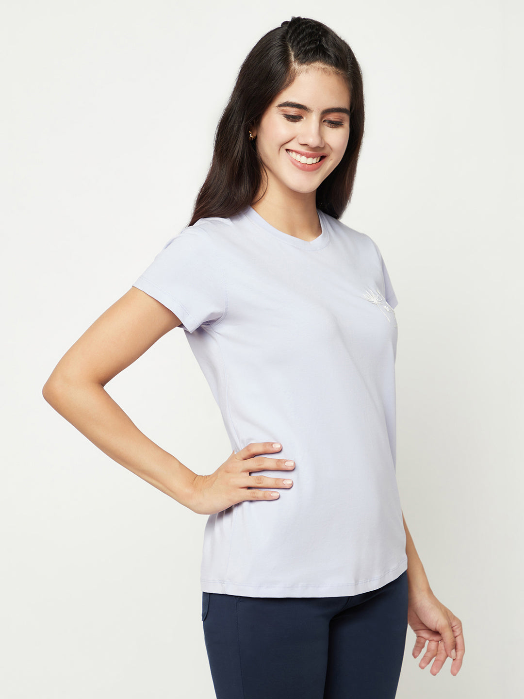 Purple Cotton T-Shirt-Women T-shirts-Crimsoune Club