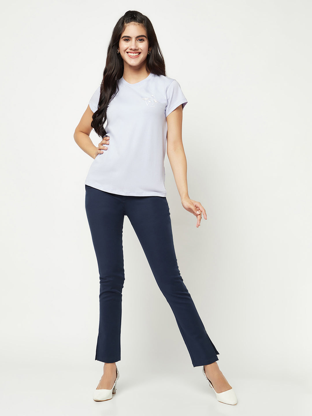 Purple Cotton T-Shirt-Women T-shirts-Crimsoune Club