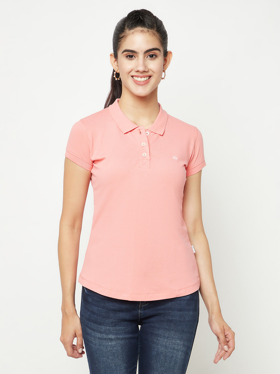 Peach T-shirt-Women T-shirts-Crimsoune Club