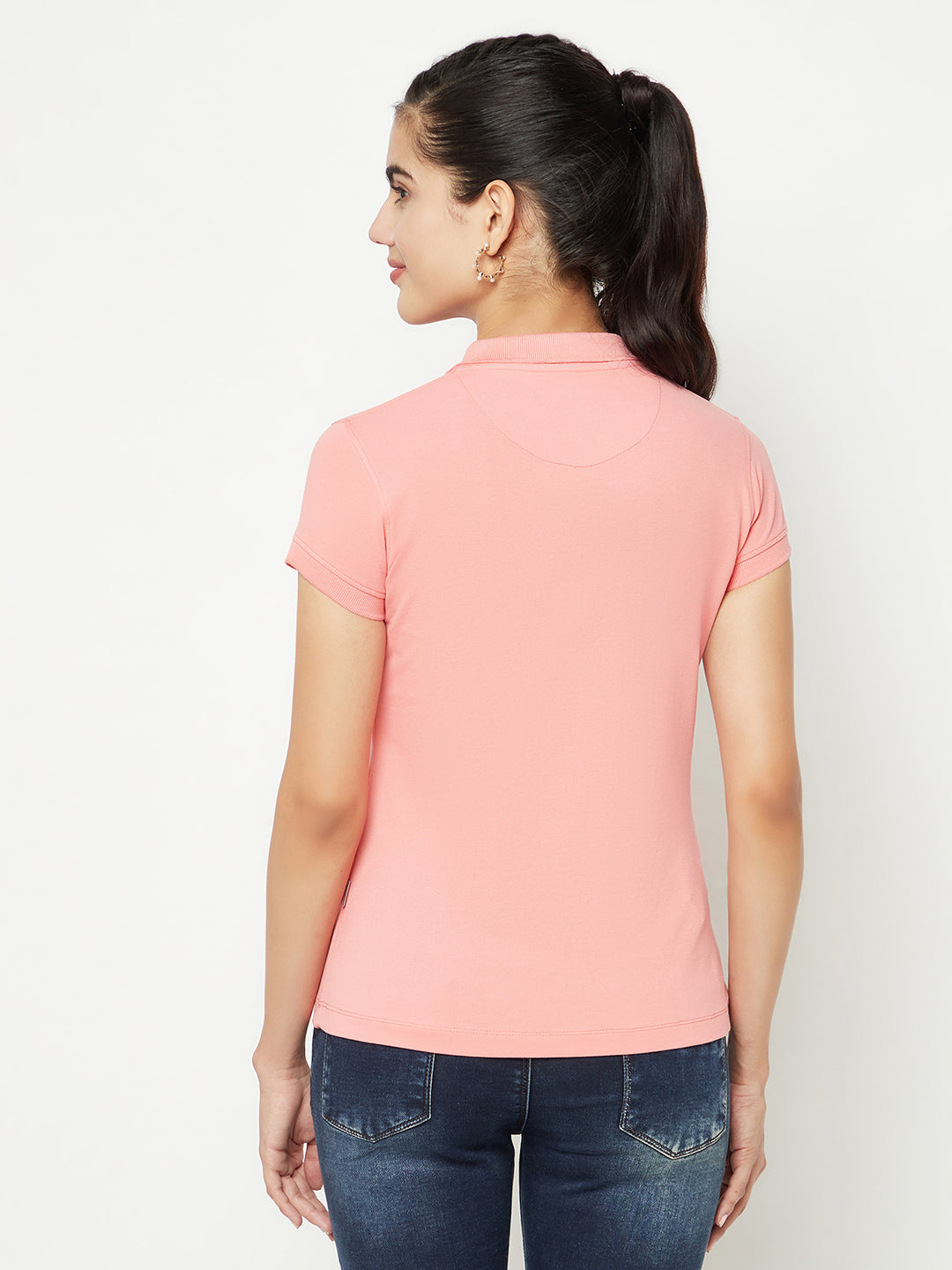 Peach T-shirt-Women T-shirts-Crimsoune Club