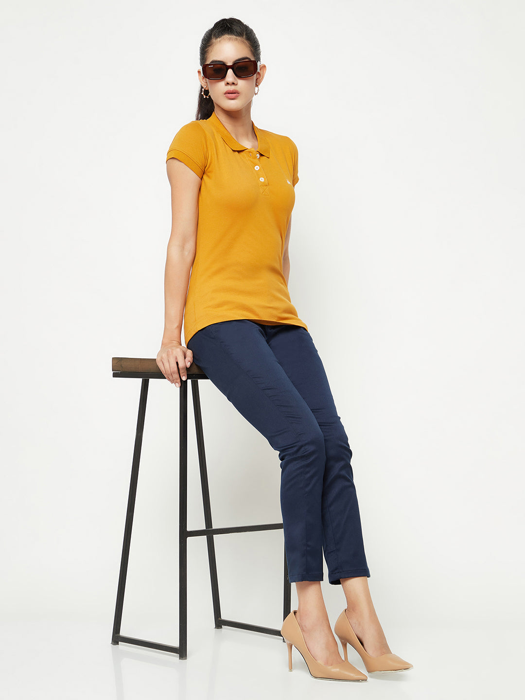 Mustard T-shirt-Women T-shirts-Crimsoune Club