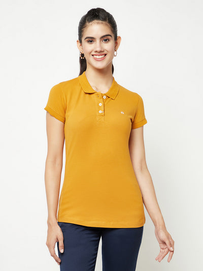 Mustard T-shirt-Women T-shirts-Crimsoune Club