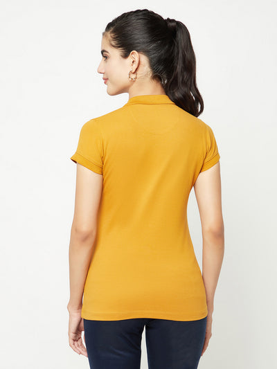 Mustard T-shirt-Women T-shirts-Crimsoune Club