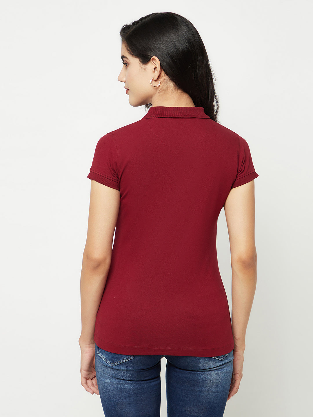 Maroon Cotton T-Shirt-Women T-shirts-Crimsoune Club