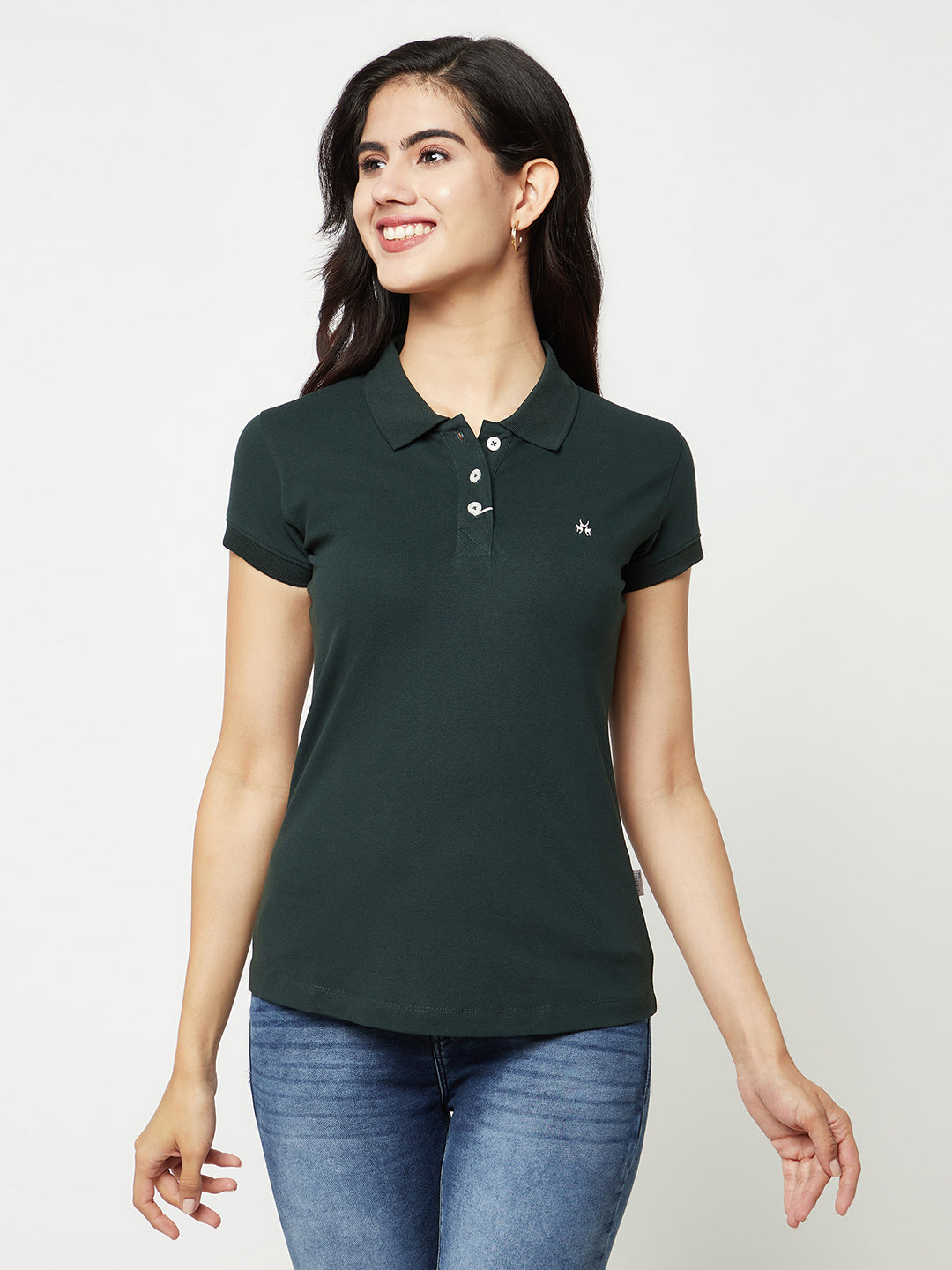 Green Cotton T-Shirt-Women T-shirts-Crimsoune Club