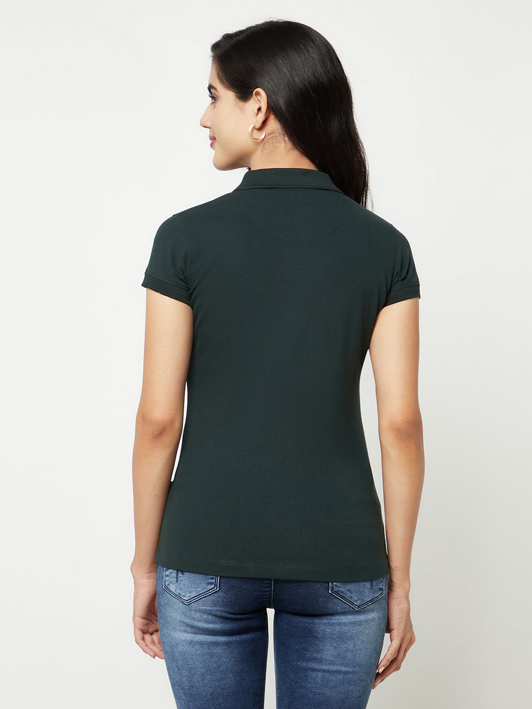 Green Cotton T-Shirt-Women T-shirts-Crimsoune Club