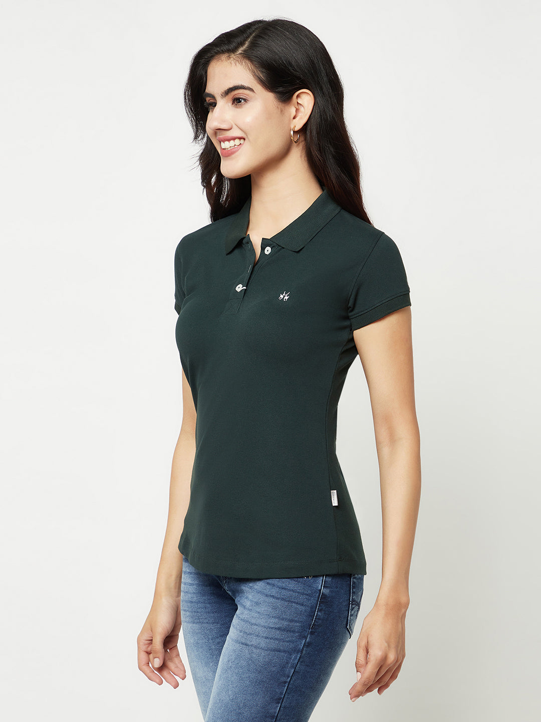 Green Cotton T-Shirt-Women T-shirts-Crimsoune Club