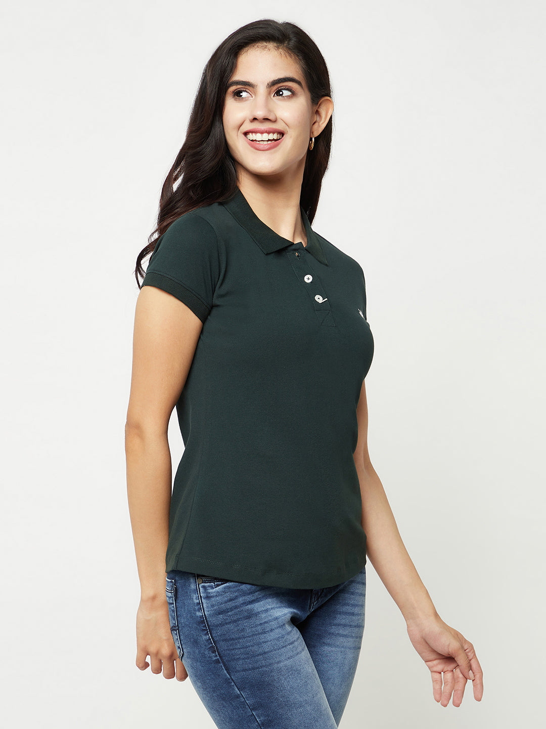 Green Cotton T-Shirt-Women T-shirts-Crimsoune Club