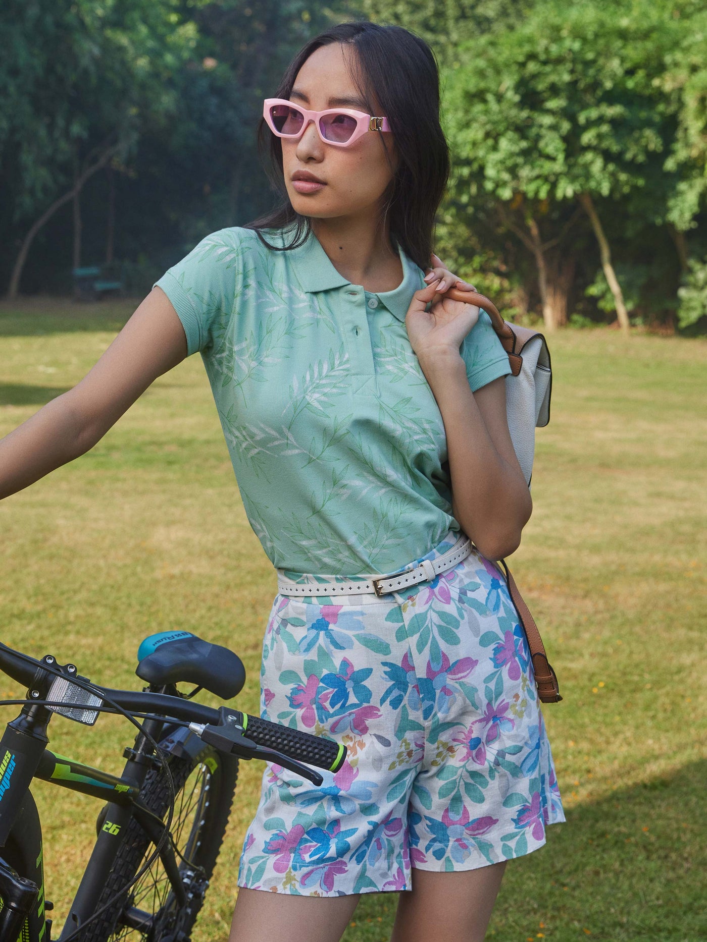 Blue Floral Shorts-Women Shorts-Crimsoune Club