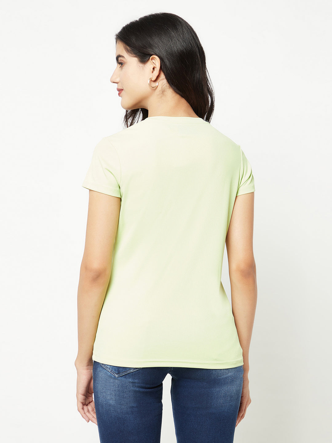 Green Typographic Print T-Shirt-Women T-shirts-Crimsoune Club