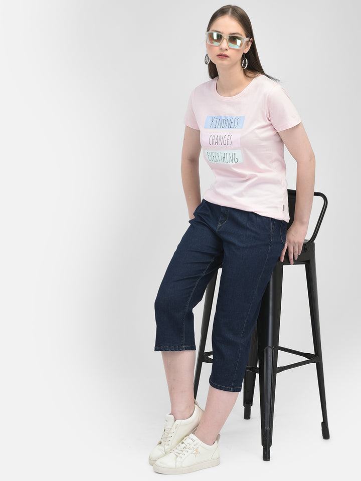 Typography Pink T-shirt-Women T-Shirts-Crimsoune Club
