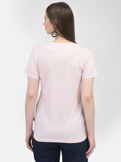 Typography Pink T-shirt-Women T-Shirts-Crimsoune Club