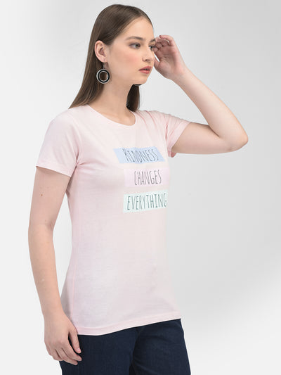Typography Pink T-shirt-Women T-Shirts-Crimsoune Club