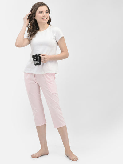 Lounge Wear Pink Capri-Women Capris-Crimsoune Club