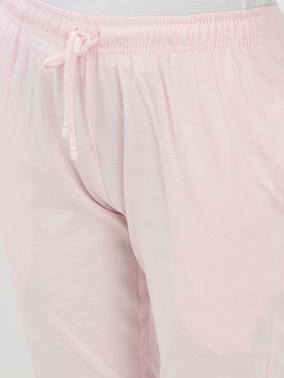 Lounge Wear Pink Capri-Women Capris-Crimsoune Club