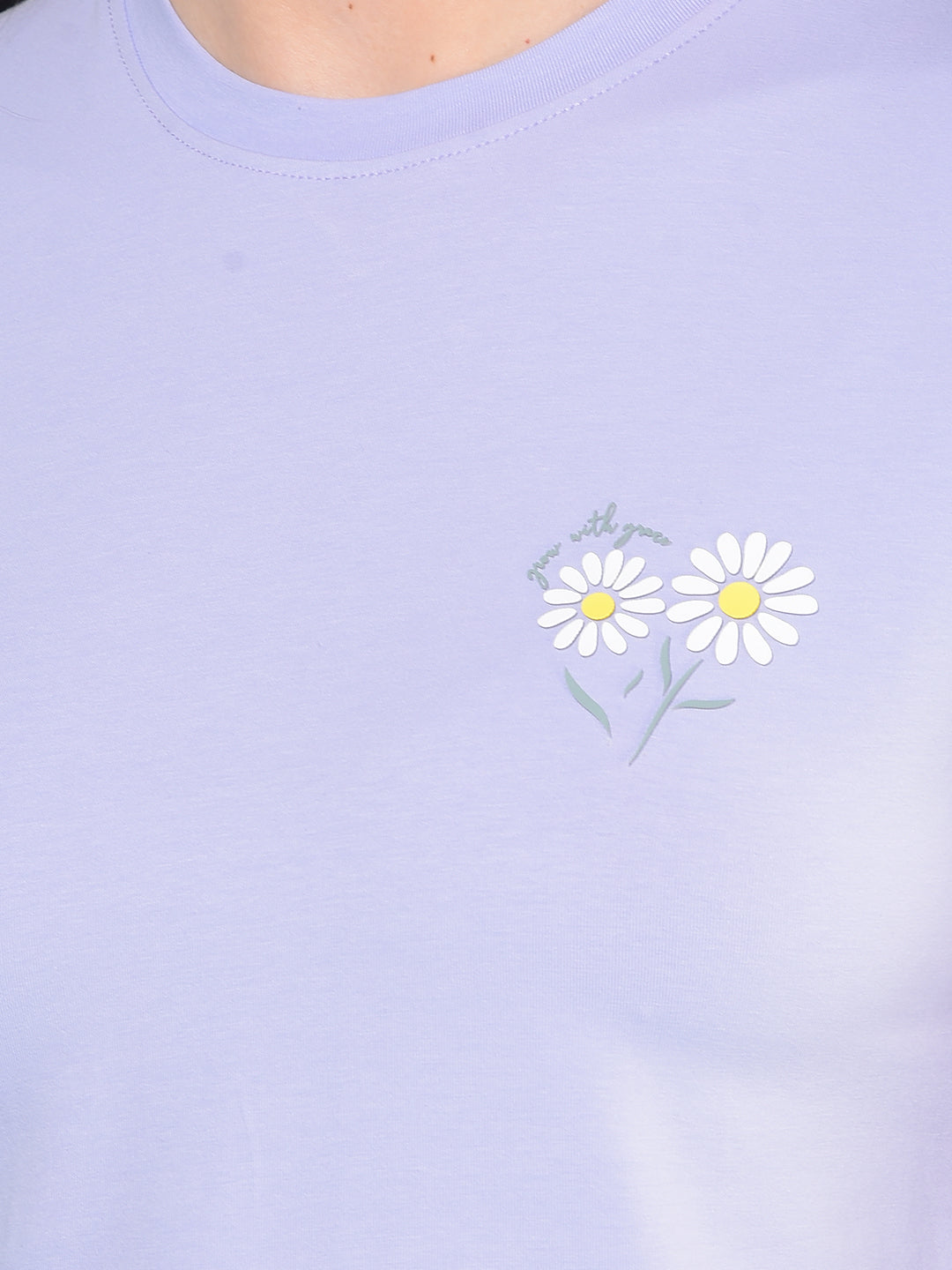 Purple Floral Print T-Shirt-Women T-Shirts-Crimsoune Club