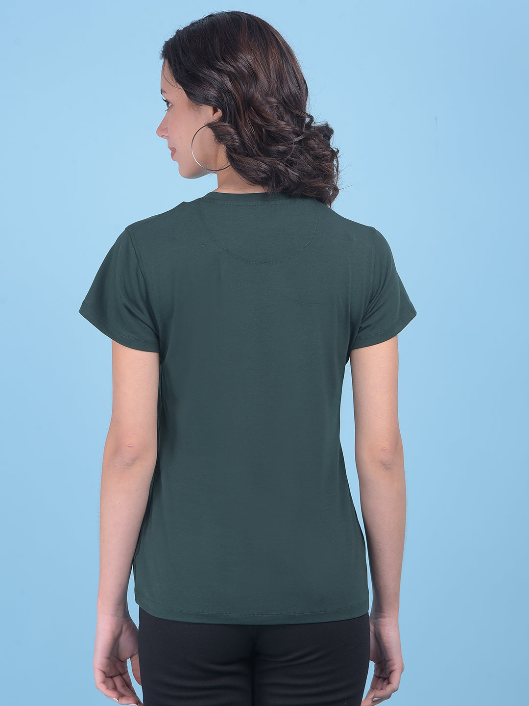 Green Floral Print Cotton T-Shirt-Women T-shirts-Crimsoune Club