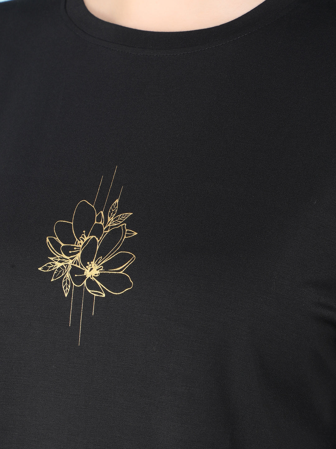Black Graphic Printed T-Shirt-Women T-shirts-Crimsoune Club