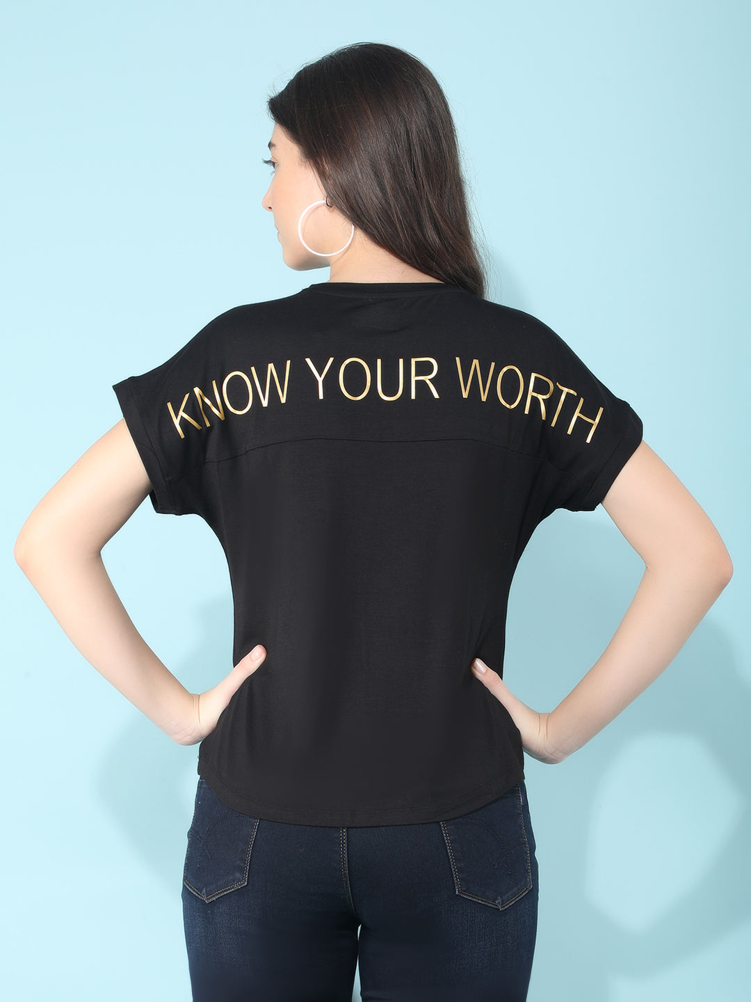 Black Graphic Printed T-Shirt-Women T-shirts-Crimsoune Club