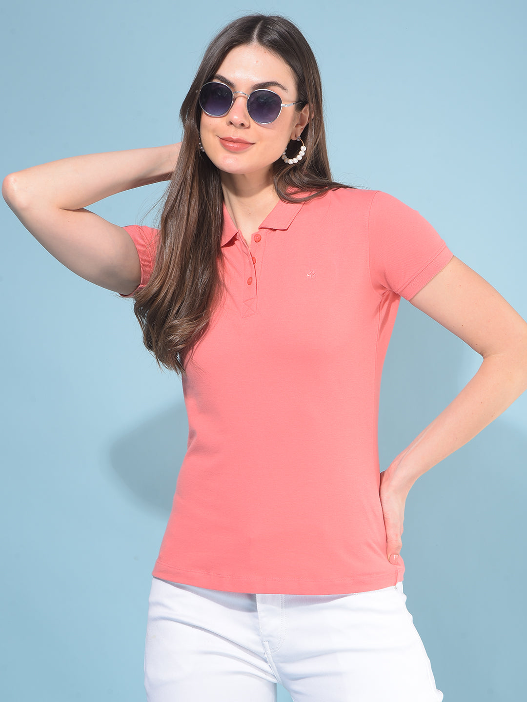 Pink Cotton T-Shirt-Women T-Shirts-Crimsoune Club