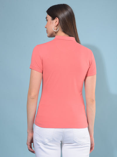 Pink Cotton T-Shirt-Women T-Shirts-Crimsoune Club