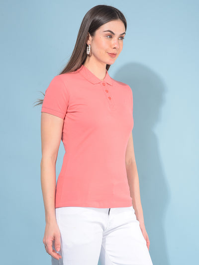 Pink Cotton T-Shirt-Women T-Shirts-Crimsoune Club