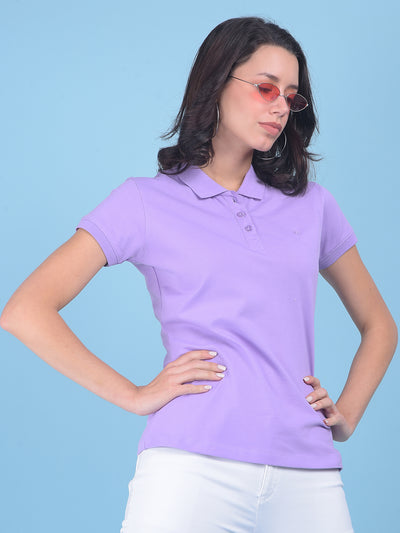 Purple Cotton T-Shirt-Women T-shirts-Crimsoune Club