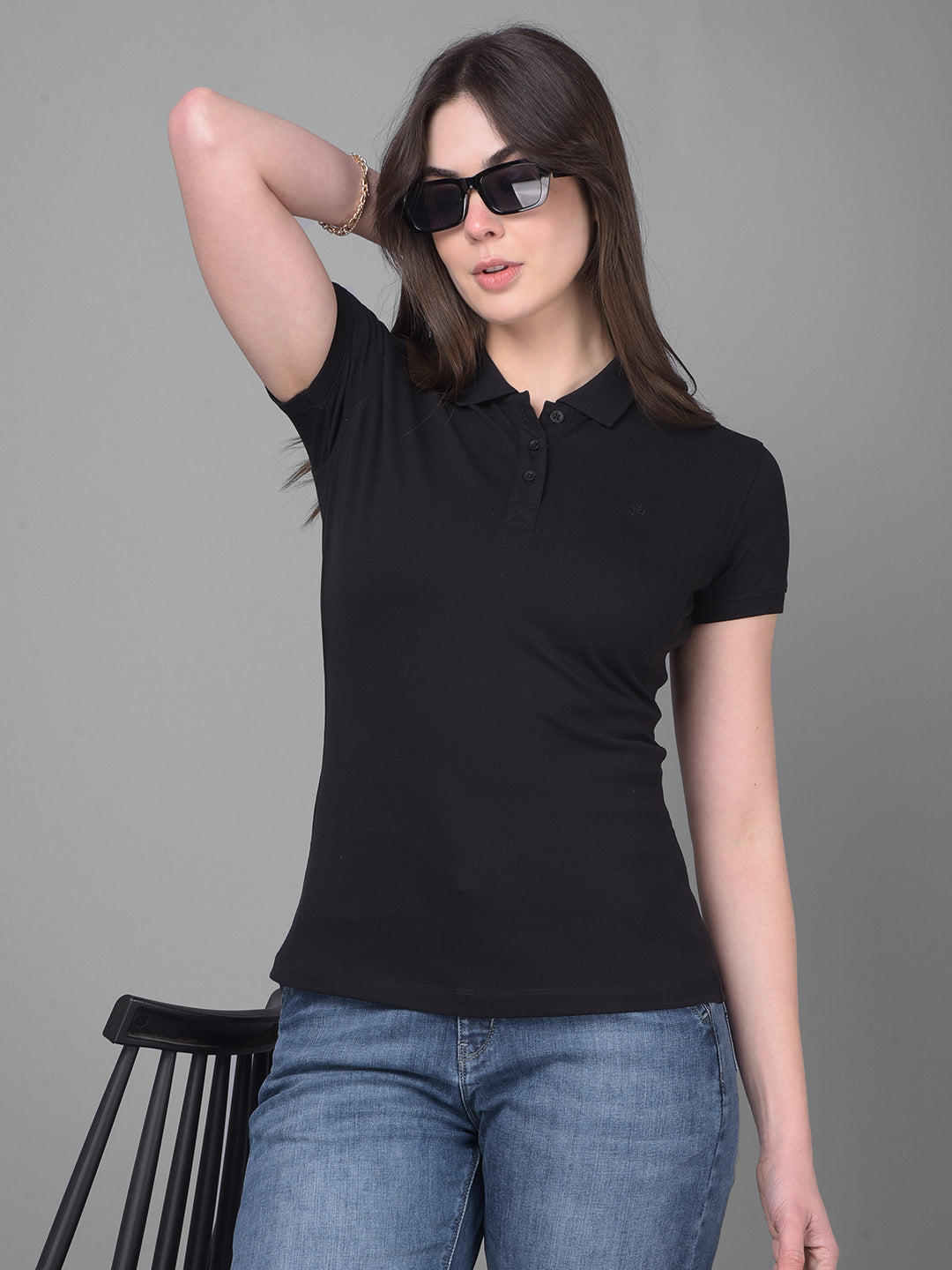 Black T-Shirt-Women T-Shirts-Crimsoune Club