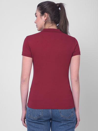 Maroon T-Shirt-Women T-Shirts-Crimsoune Club