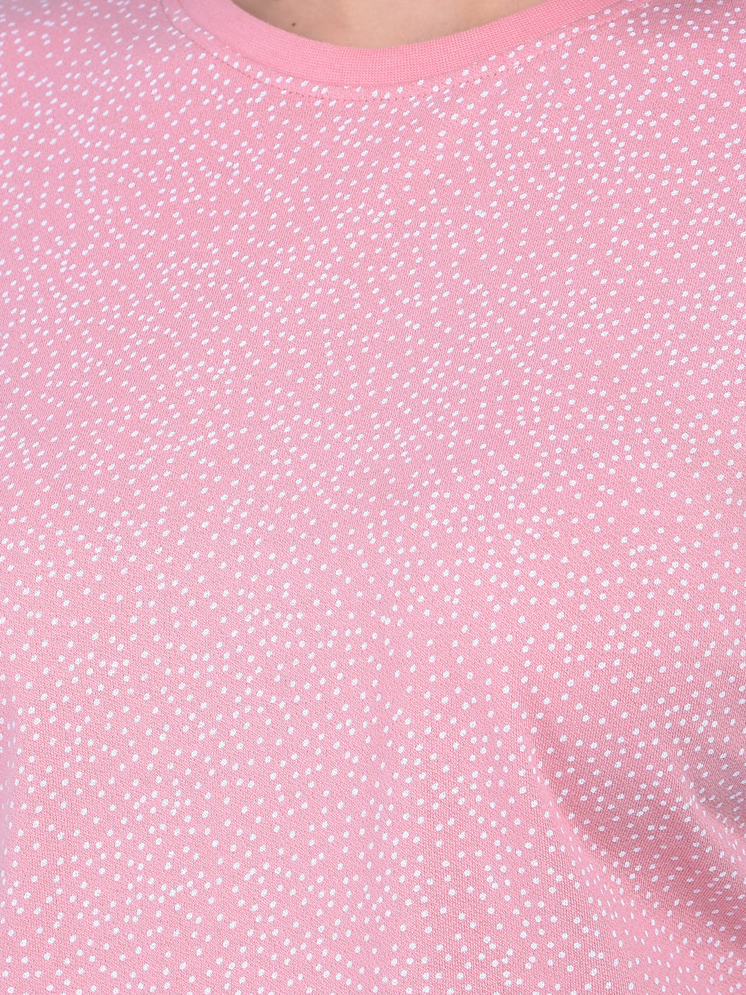 Pink Polka Dot Cotton T-Shirt-Women T-shirts-Crimsoune Club
