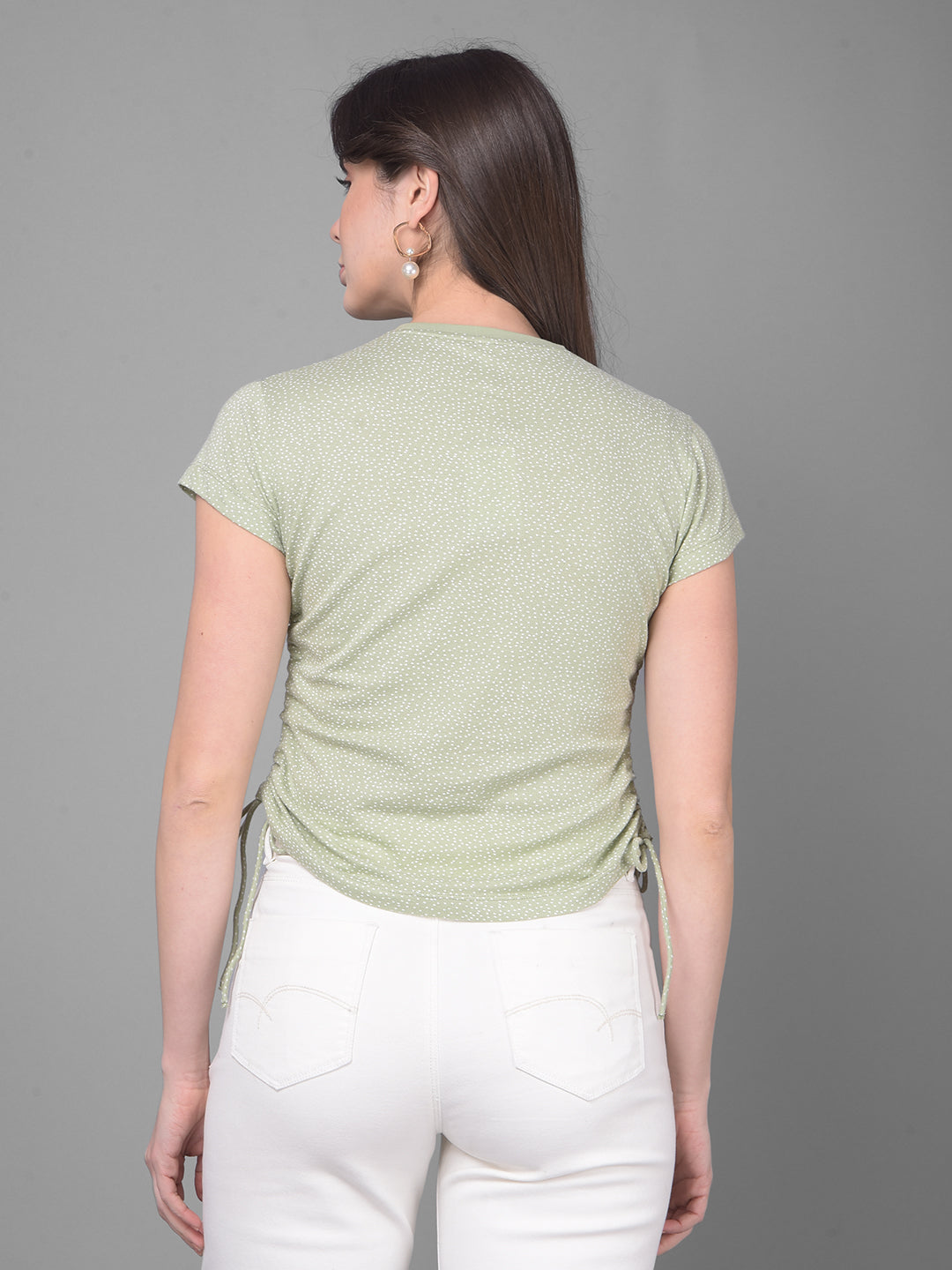 Green Printed T-Shirt-Women T-Shirts-Crimsoune Club