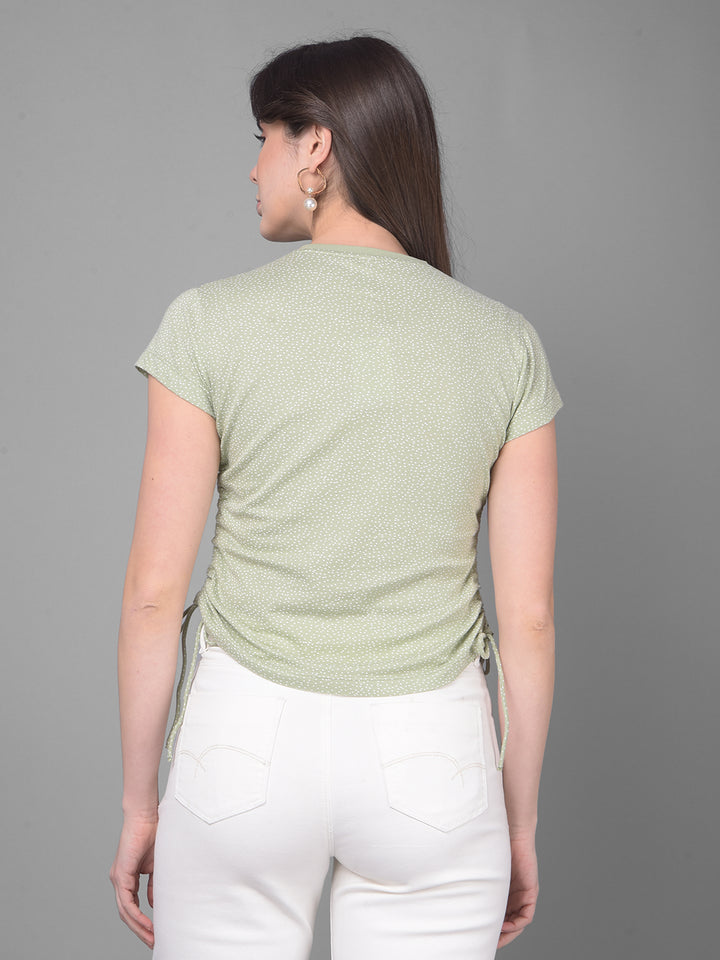 Green Printed T-Shirt-Women T-Shirts-Crimsoune Club